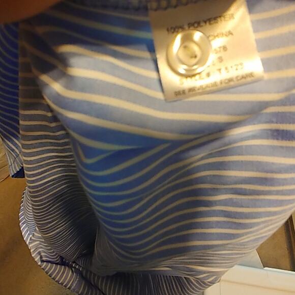 Haute Project Blouse Top Off Shoulder Button Down Vertical Striped Top Small - Picture 6 of 6